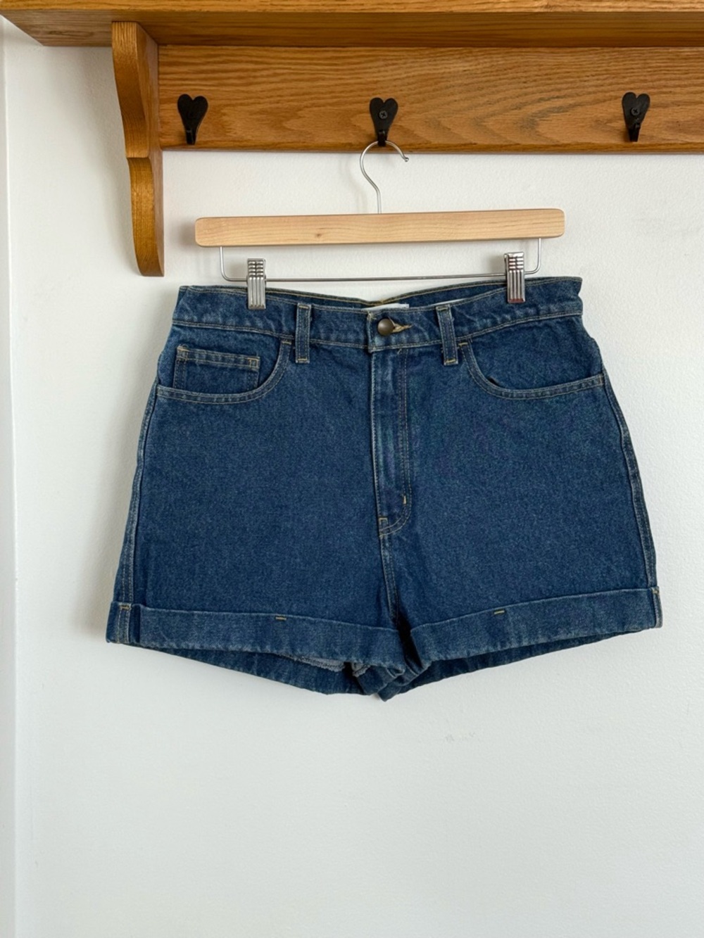 American Apparel Dark Blue High-Rise Denim Shorts
